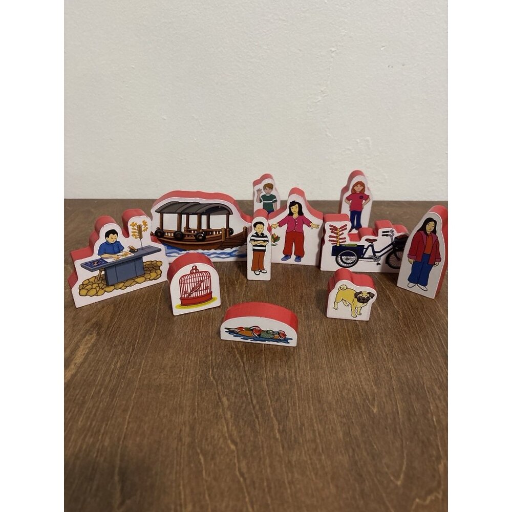 Wooden Chinese English Learning Blocks – Mandarin Pinyin – 11 Pc Educational Set